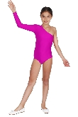 BODY DANZA LYCRA MONOSPALLA MANICA LUNGA FUCSIA BAMBINA